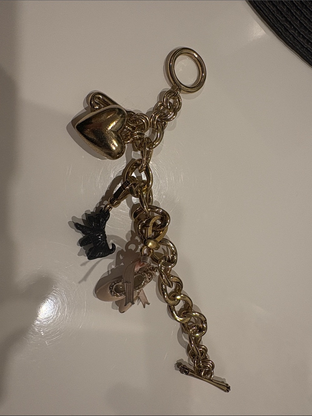 Juicy Couture Gold-Tone Charm Bracelet with Heart & Enamel Charms